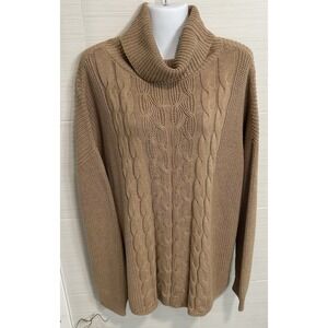 GAP Turtleneck Sweater Tan Beige Cable Knit XL, Fisherman Cabin Cottage